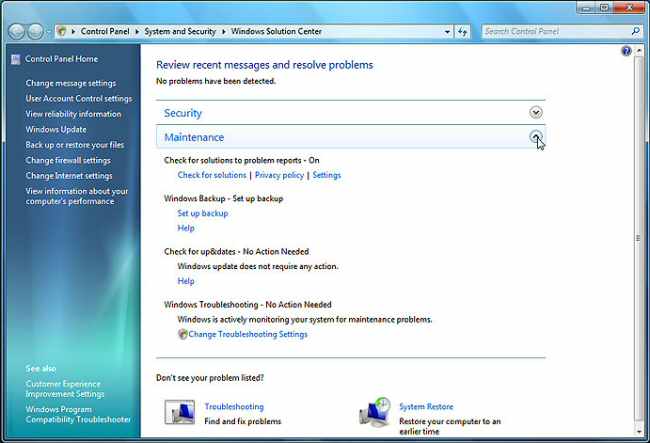 Windows 7 Solution Center