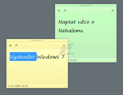 Windows 7 poznámkové lístečky