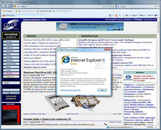 Windows 7 Internet Explorer 8