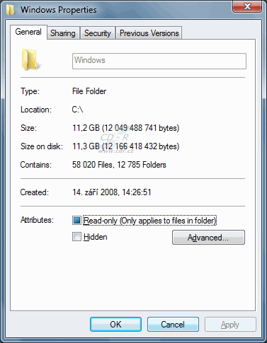 Windows 7 velikost složky