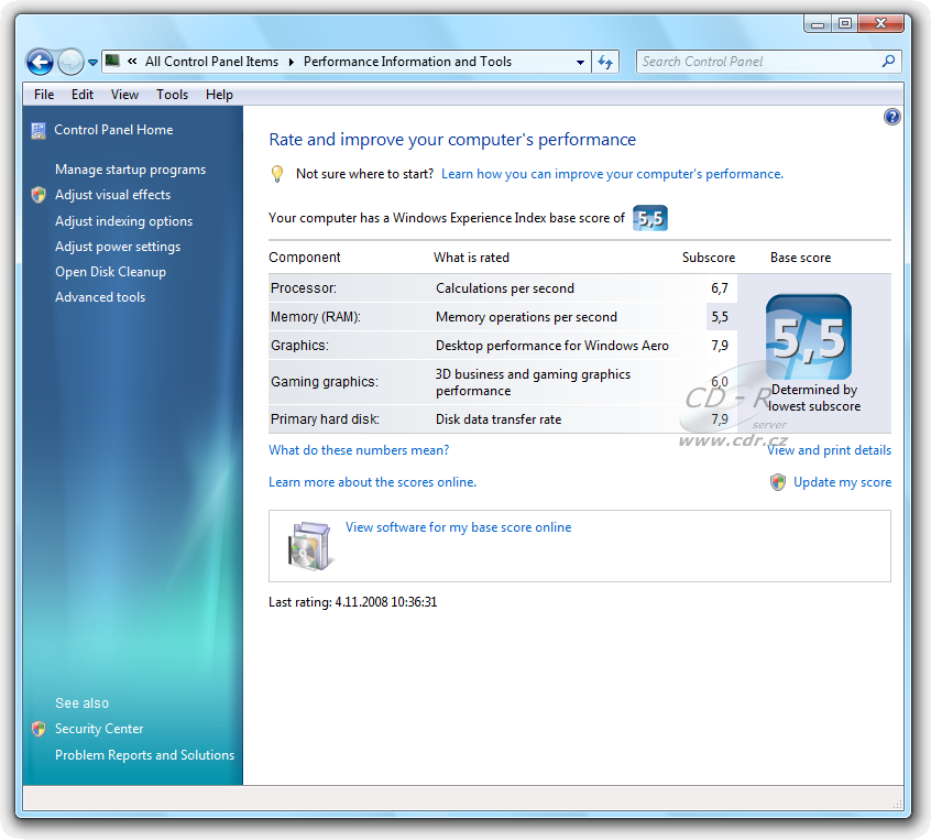Windows 7 build 6801: Windows Experience Index s Core i7 920