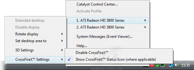 Nastavení zobrazení ATI CrossFireX loga v Catalyst 8.11