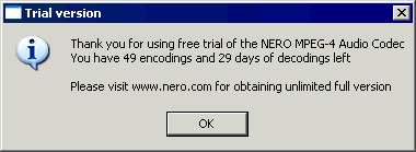 Nero File Encoding MP4 trial