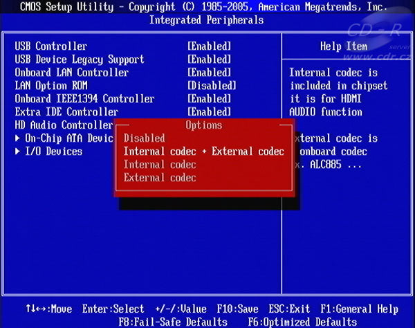 BIOS - Integrated Peripherals - HD Audio Controller