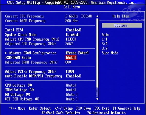 BIOS Cell Menu - System Clock Mode: Linked