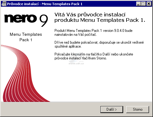 Nero 9 - průvodce instalací šablon