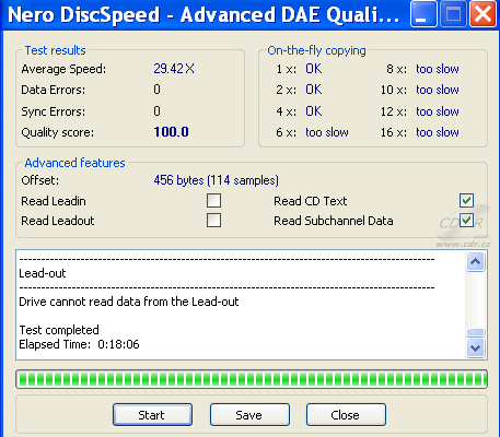 Pioneer DVR-216 - CDspeed Advanced DAE speed test