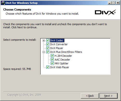 DivX 7: instalace