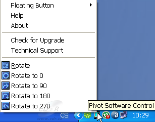 HP LP2475w - Pivot software context menu - lišta