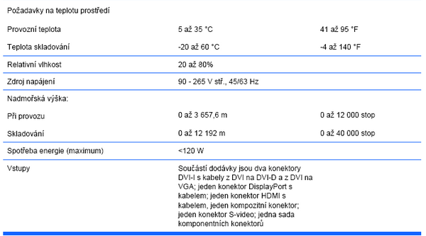 HP LP2475w - specifikace 2