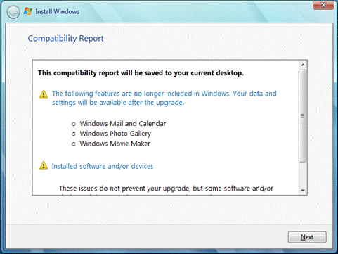 Windows 7 Upgrade - Compatibility Report