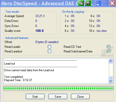 LiteOn iHAS422 - CDspeed Advanced DAE speed test