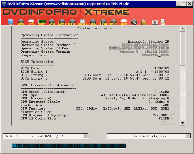 DVDinfo Pro 6 - system info