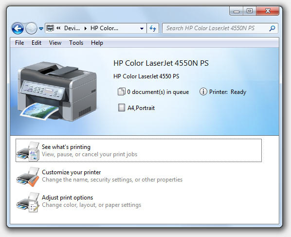 Windows 7 - přehled o tiskárně