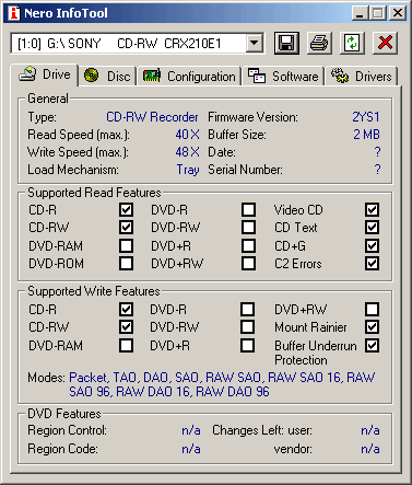 Sony CRX210E1 Nero InfoTool