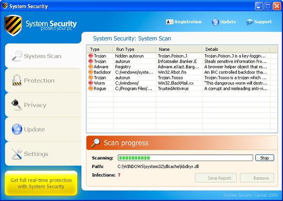 Falešný skener podvodného antiviru System Security