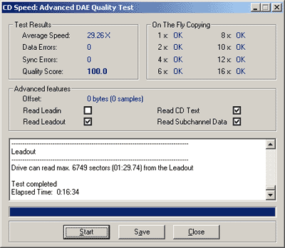 Sony CRX210E1 CDspeed Advanced DAE speed test