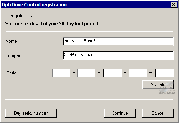 Opti Drive Control - Aktivace