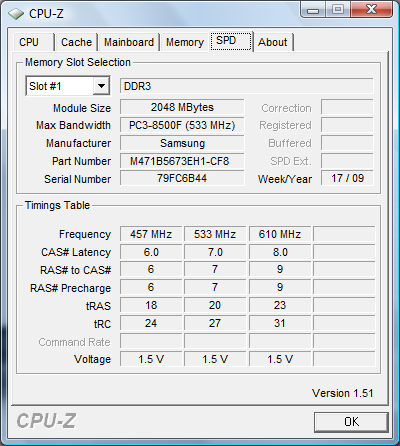 Acer Aspire 5810T Timeline: CPU-Z 