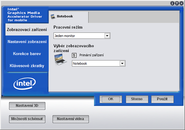 Acer Aspire 5810T Timeline: nastavení grafiky