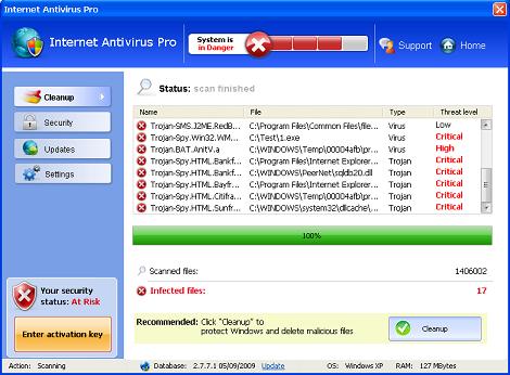 Internet Antivirus Pro - falešný antivir