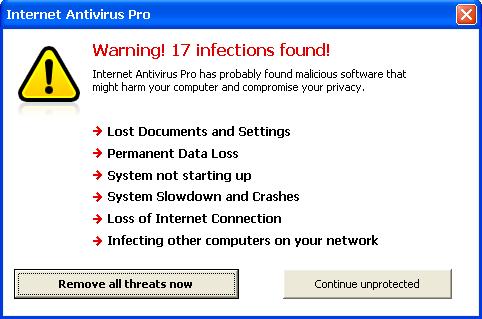 Internet Antivirus Pro - falešný antivir