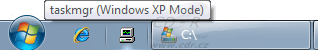 Windows XP Mode: Ikona na panelu úloh ze Start Menu
