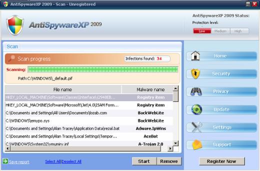 Falešný antimalware - XP AntiSpyware 2009