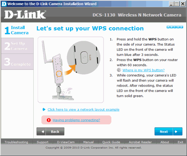 D-Link DCS-1130 - WPS připojení