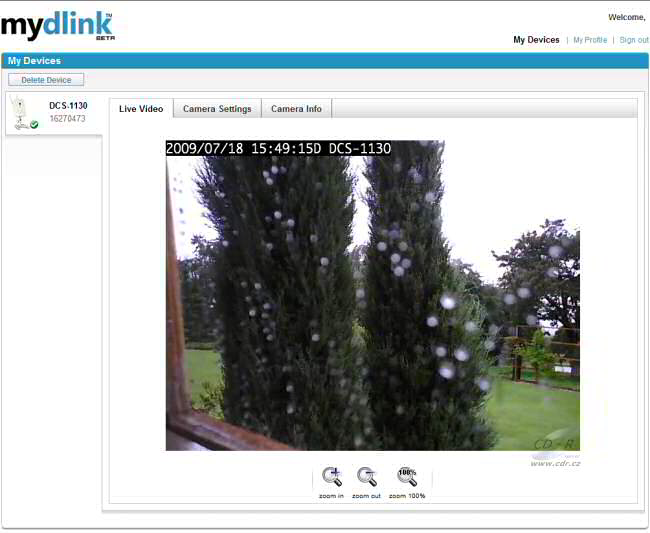 D-Link DCS-1130 - ovládání kamery z mydlink.com
