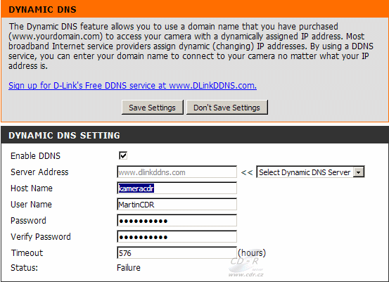 D-Link DCS-1130 - web rozhraní DDNS