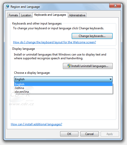 Windows 7 - nastavení jazyka