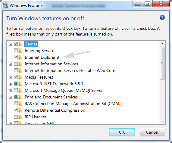 Internet Explorer - vypnutí a zapnutí ve Windows 7