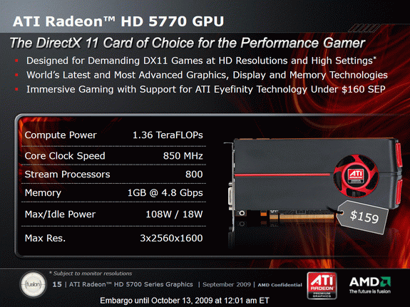 Radeon HD 5770, parametry