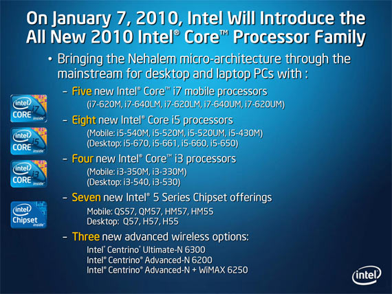 Seznam nových 32nm procesorů Intel