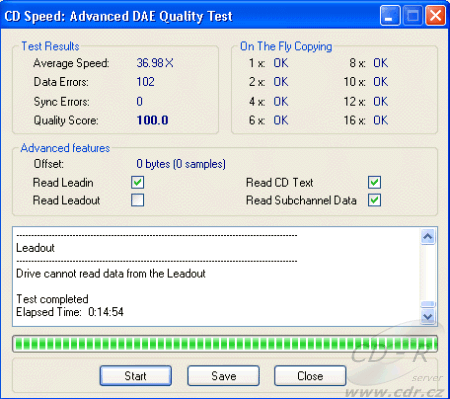 Teac CD-W552E CDspeed Advanced DAE speed test