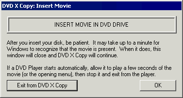 DVD X Copy - vložte film, DVD je kopie