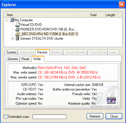 NEC ND-1100A - DiscJuggler zápis