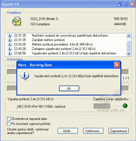 NEC ND-1100A - zápis DVD+R