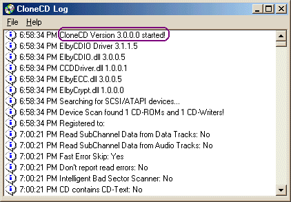 CloneCD log ver 3.0.0.0