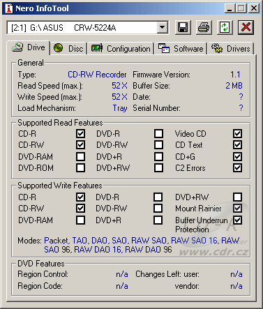 ASUS CRW5224A Nero InfoTool