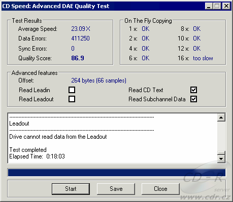 Plextor PX-504A CDspeed Advanced DAE speed test