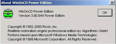 WinOnCD 3.8 About