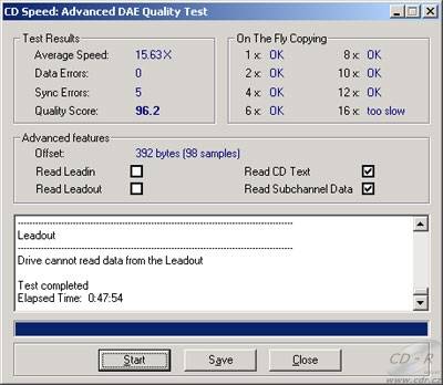 Toshiba CD-R5002 - Advanced DAE speed test