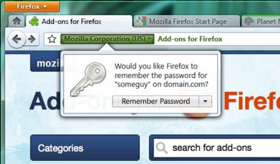 Firefox 4 - nastavení hesla pro stránku