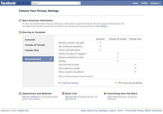 Facebook - nové nastavení soukromí