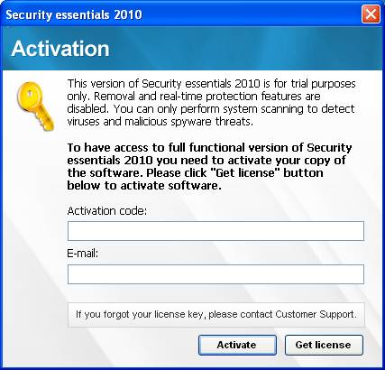 Security Essentials 2010 - aktivace