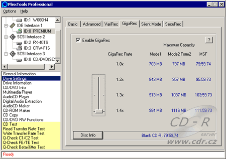 GigaRec v PlexTools Professional