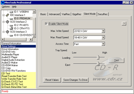 SilentMode v PlexTools Professional