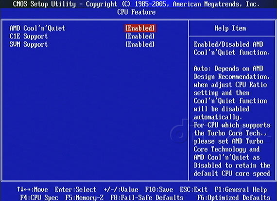 MSI 870A-G54 - BIOS: CPU Feature